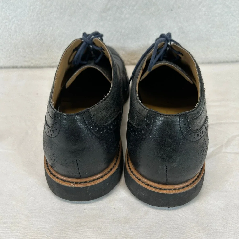 Cole Haan Mens Black Pebbled Leather Wingtip Oxford Dress Shoes Size 13